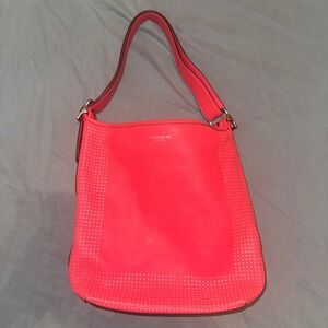 Coach Legacy Perforated Leather Duffle Shoulder Bag in Watermelon Pink